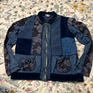 Vintage Marsha Sport denim patch work zip up jacket